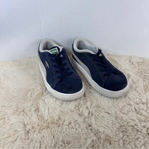 Puma Suede Blue and White Sneakers Classic Low-Top Style Boys 9C